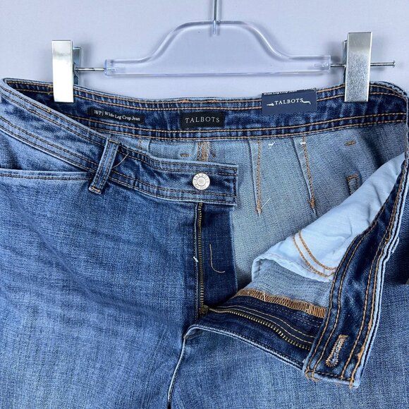 NWT Talbots Wide Leg Crop Jeans Womens Size 14WP High Waist Medium Wash Blue - Picture 5 of 13